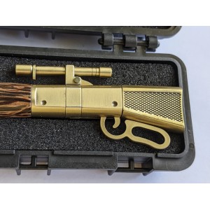 Handmade Lever Action Click Pen - Metal Gunstock - Antique Brass Finish and Black Palm wood.